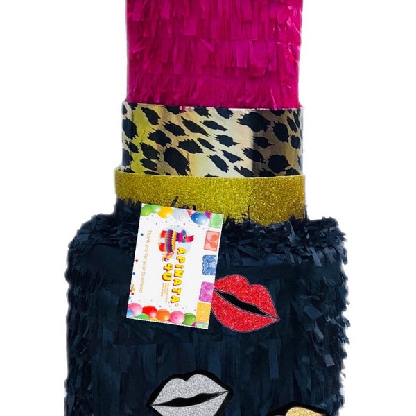 Sale! Ready To Ship!20” Tall Lipstick Piñata Make Up Themed Birthday Party Decorations Glitter Lips Accents Diva Themed Party Piñata Teens