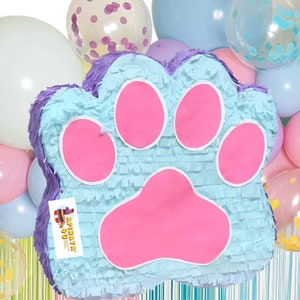 Paw Print Pinata Cute Pink and Blue, Perfect for Kids Birthdays, Animal Themed Party Decoration, Animal Whack Pinata Game, Puppy Parties