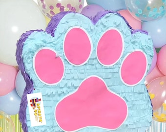 Paw Print Pinata Cute Pink and Blue, Perfect for Kids Birthdays, Animal Themed Party Decoration, Animal Whack Pinata Game, Puppy Parties
