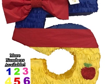 20” Tall Number Five Pinata For 5th Birthday Fifth Princess Party Theme Yellow Red Blue Party Supplies Decoration 5th 6th 7th 8th 9th
