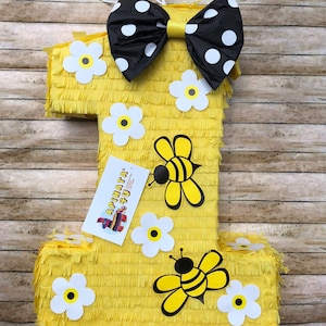 Sale! 20&#39;&#39; Tall Number One Pinata Bumblebee Theme Queen Bee Birthday Party Supplies