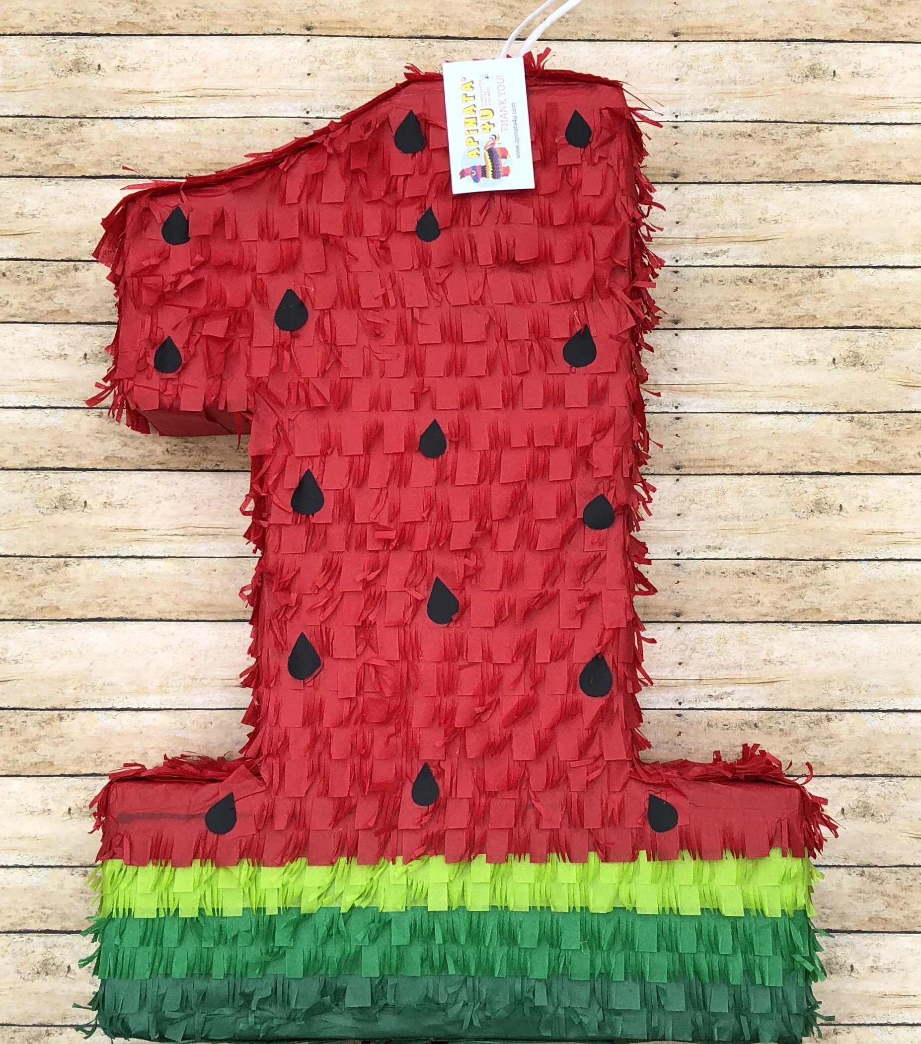 large number one pinata watermelon theme hot pink color