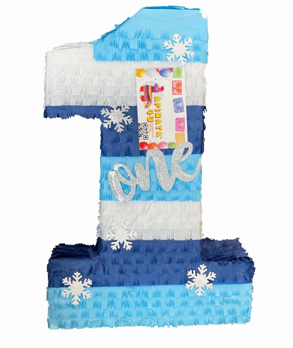 Winter Number One Pinata With Snowflakes Winter Themed Birthday 