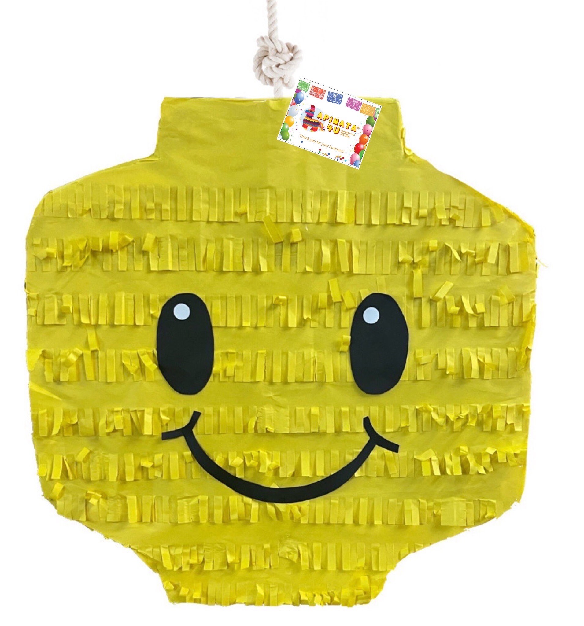 Ready To Ship 20 Yellow Block Head Pinata for Building Block Themed Birthday Party Supplies Decoration Bricks Party Video