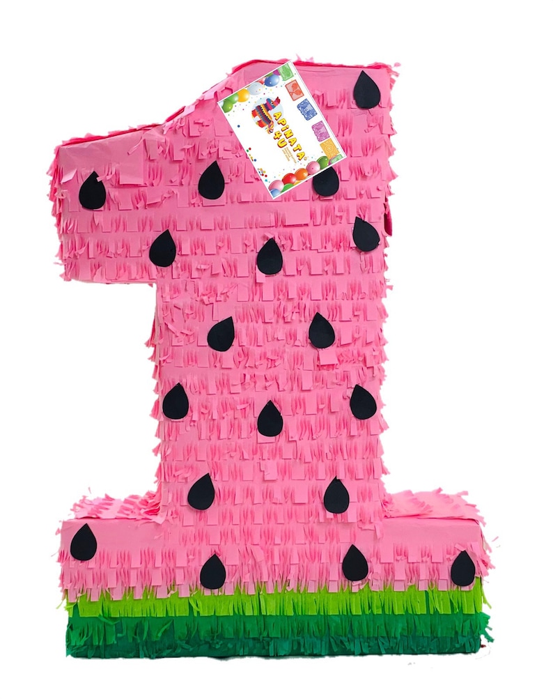 20 Tall Number One Pinata Watermelon Theme Pink Color or Red Color