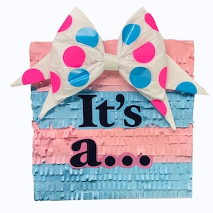 Sale 16 It's A Gender Reveal Pinata Pull Strings or Whack Style For He or She Boy or Girl Señor Señorita Themed Party Pink Blue Color image 2