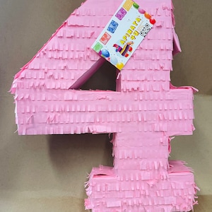 Sale! Solid Color Blank Number FourPinata Great to create your own Theme! Blank Pinata Fourth 5th 6th 7th 8th great for  DIY