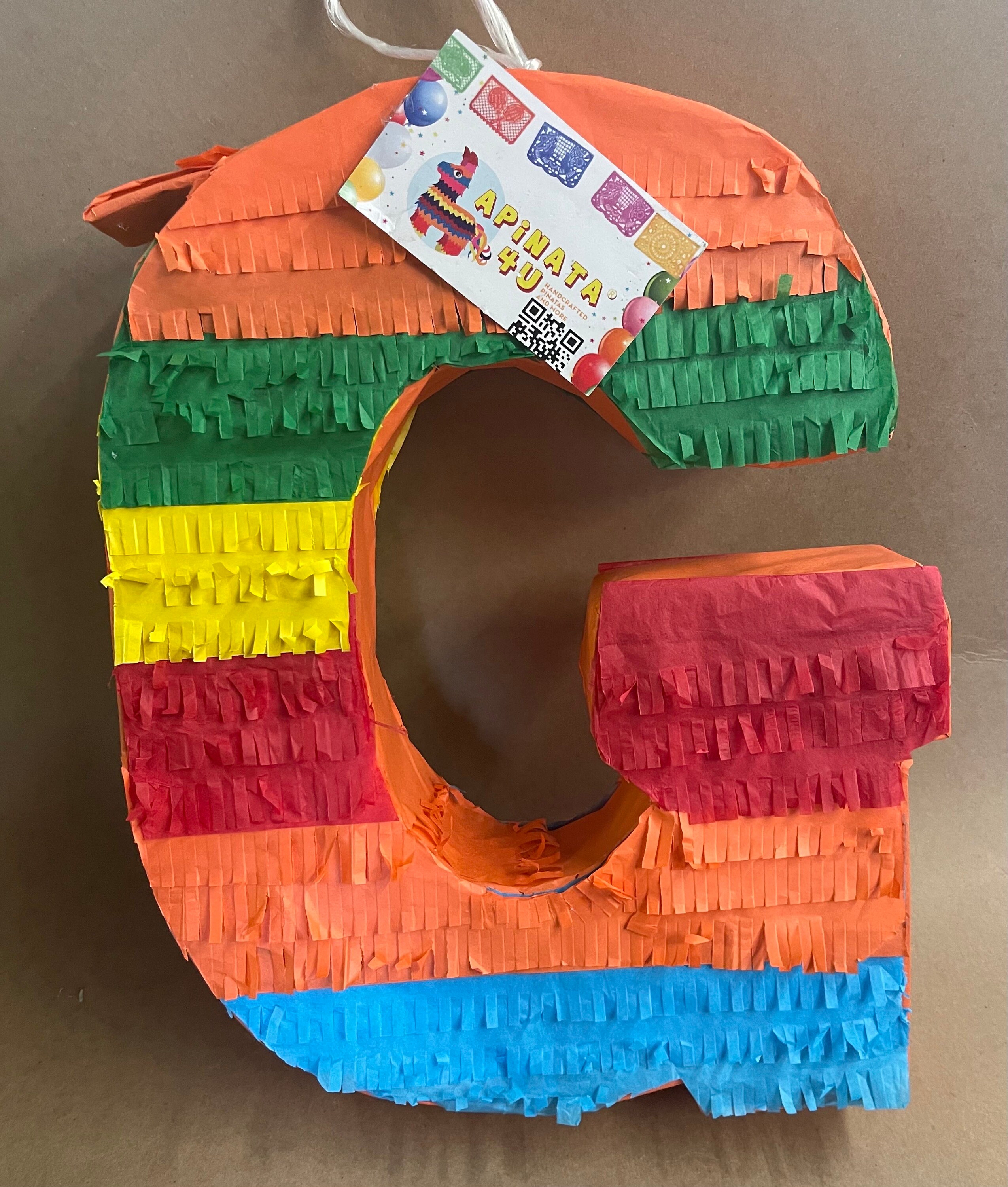 20'' Tall Letter G Pinata in Fiesta Color