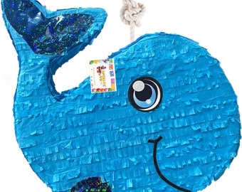 Sale! Baby Whale Pinata Ahoy it's a Boy! First Birthday Pinata Blue Color Under The Sea Themed Party