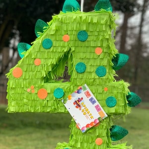 New! Dinosaur Themed Number Four Pinata Dino Birthday Party Supplies Decoration 1st 2nd 3rd 4th 5th