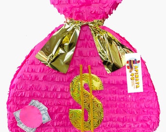 Piñata de corazón rosa para decoración de fiesta de cumpleaños de niñas,  diseño degradado rosa y dorado, pequeña, 16 x 13 x 3 pulgadas