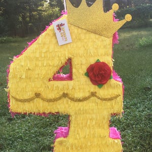 20 Tall Number Four Pinata Princess Theme Fourth Birthday image 1