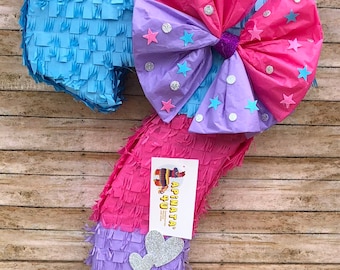 20'' Tall  Number Seven Pinata with Oversized Bow Customize your Own Colors