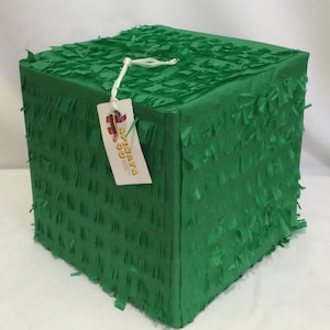 Classic Green Cube Pinata, Perfect for Any Party Theme, Versatile Decor for Birthdays, Bridal Showers and Elegant Design,  Ready to Ship