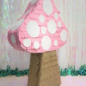 Adorable Pink Mushroom Pinata, Ideal for Fairy Tale and Enchanted Forest Themed Celebrations Decor, , Nature Inspired Events, 20 Inch Size