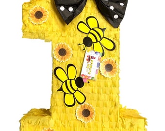 Sale! Ready to Ship! 20” Number One Pinata Sunflowers Theme Bumblebee Pinata