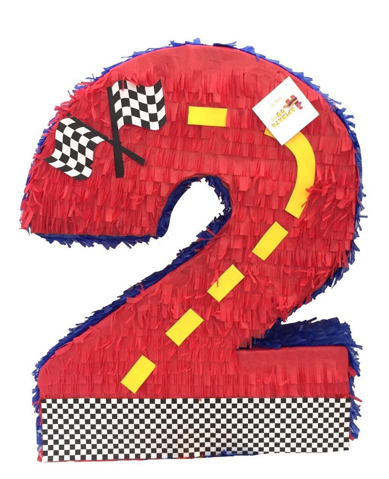 20 Tall Red Number Two Pinata Race Car Theme