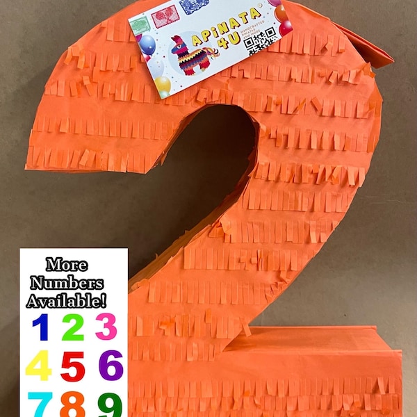 Piñata numéro deux de 20 pouces de haut, idéale pour bricoler, créer votre propre deuxième anniversaire sur le thème 2e 3e 4e 5e 6e 7e 8e 9e Plus de numéros disponibles