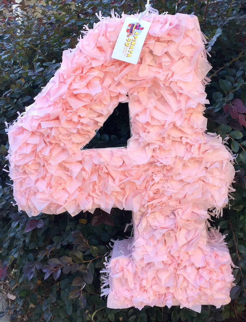 Large Number Four Pinata Light Pink Color Fluffy Look