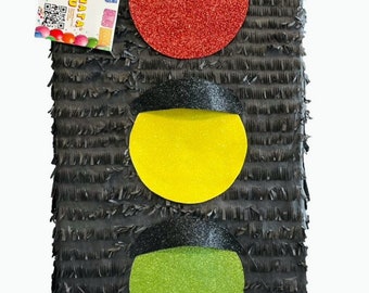 Traffic Sign Party Pinata, Traffic Theme Birthday Decorations, Traffic Light Supplies for Kids Birthday Party Decor, Size 20", Ready to Ship