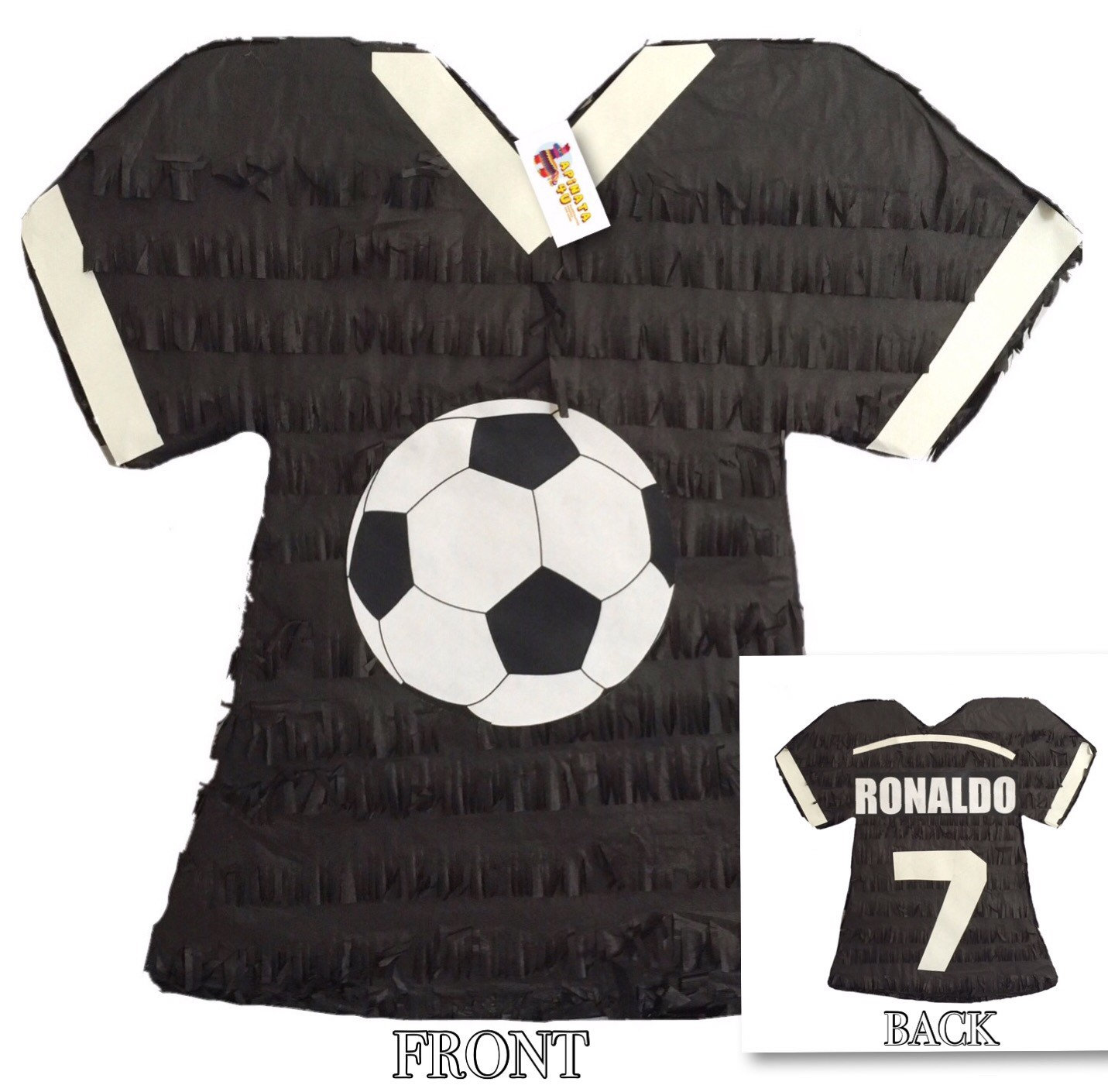 Sale Ready to Ship Black Jersey Pinata Ronaldo 7 Soccer Themed Birthday Party Supplies