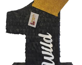 Vendita! Pronto a spedire! Tema selvaggio Pinata numero uno realizzato a mano su misura da 20 pollici di altezza con corona d'oro Wild One Notorious ONE