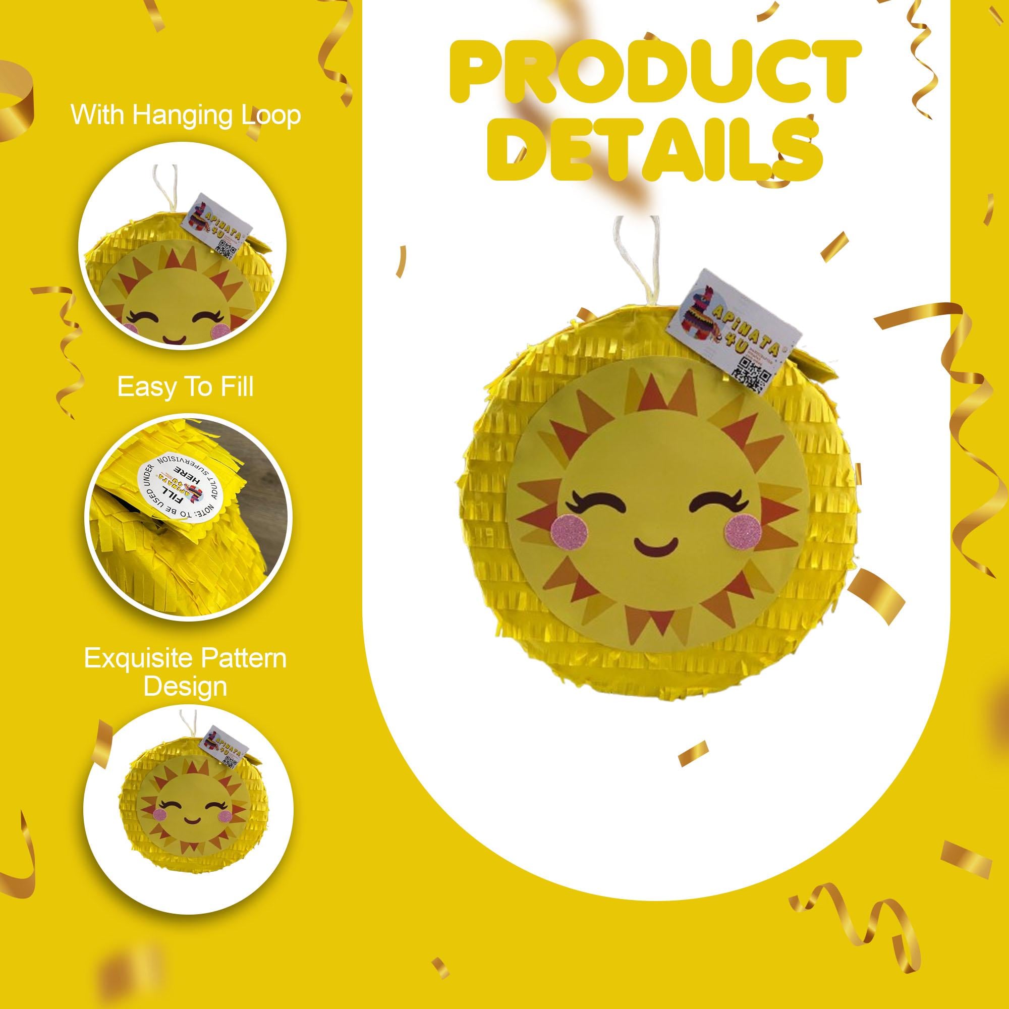 Sunset Pinata Yellow Smiling Sunshine Pinata, Sun Theme Party Decoration, Tropical ...