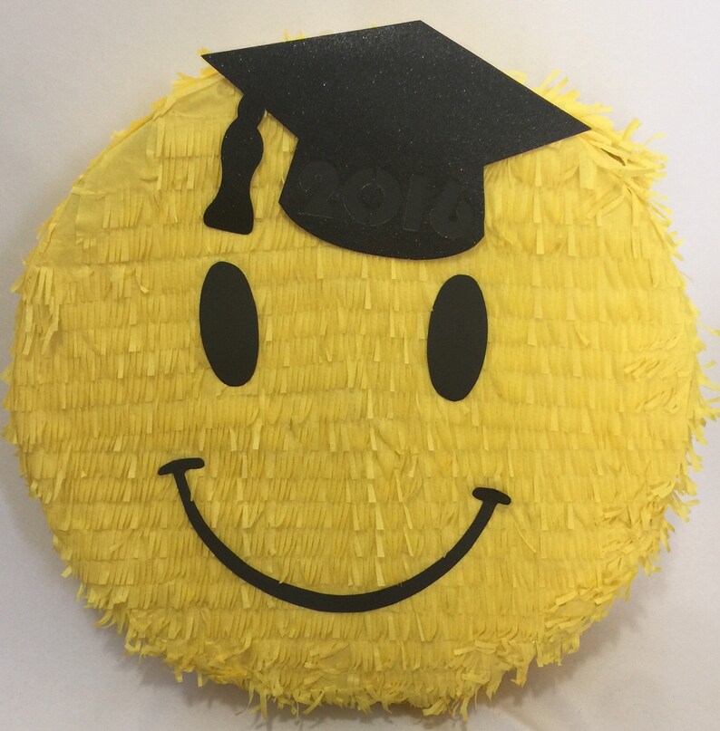 Emoticon Graduation Pinata with Black 