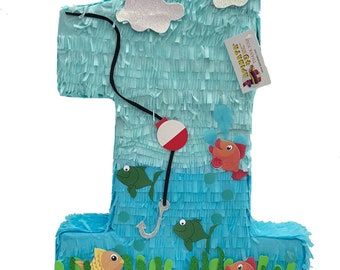 20” Tall Number One Pinata Fishing Theme Fisherman Under The Sea The Big One Birthday Party Supplies Decoration