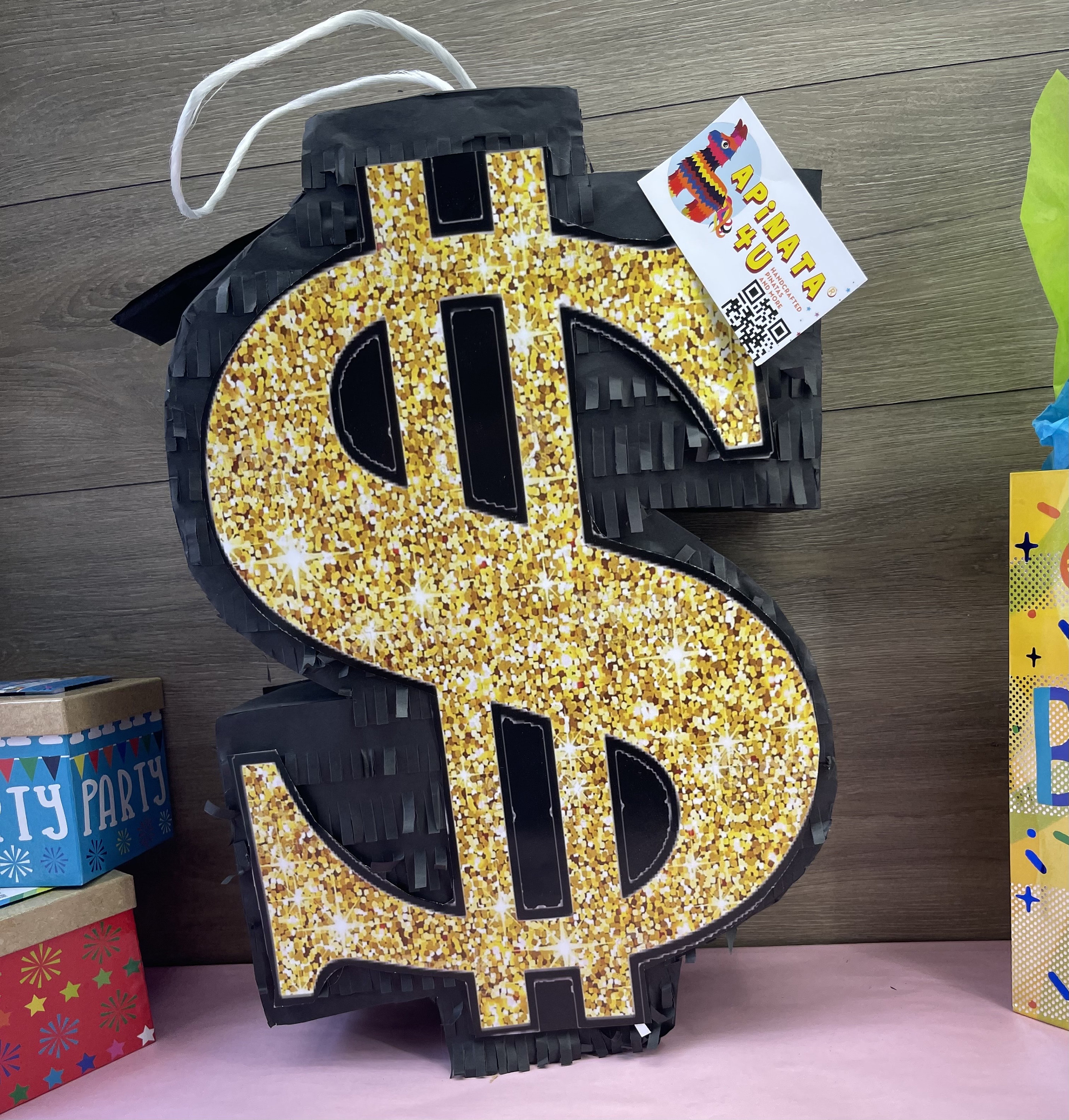Pinata Sign In Black & Gold Dollar Sign Pinata, Las Vegas Party Decor - Etsy