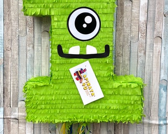 Sale! Handmade 20'' Tall Large Number One Pinata Monster Theme