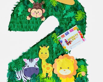 Sale! Number Two Pinata Safari Themed Zoo Animals Second Birthday Two Wild Birthday Party Supplies Decorations 2nd