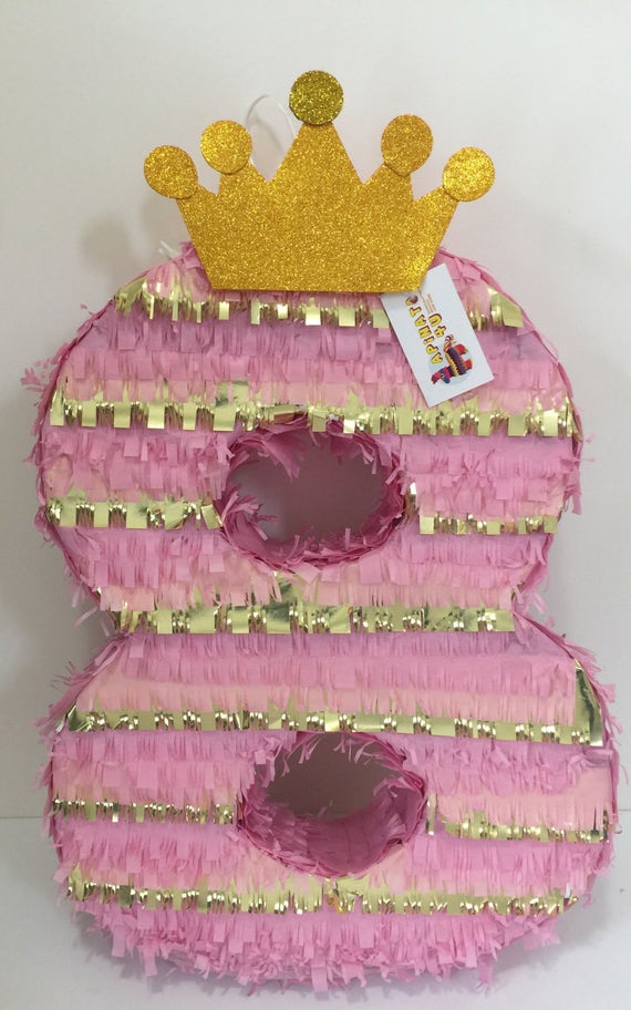 Large Number Two Pinata with Gold Crown Second Birthday