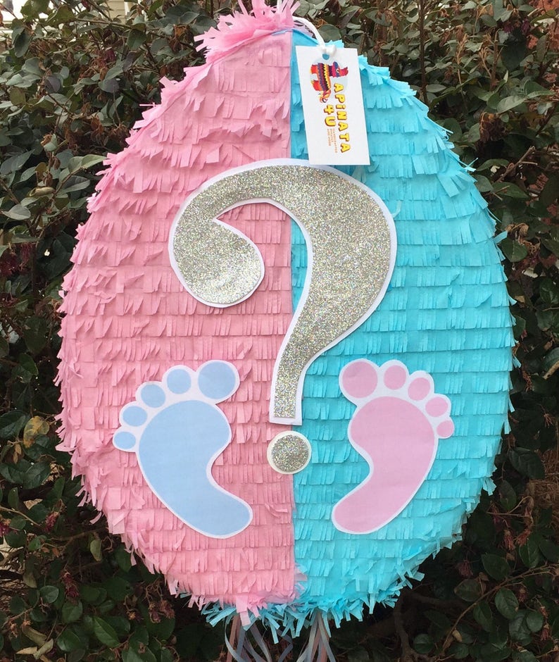2D Easter Egg Gender Reveal Pinata With Footprints Etsy