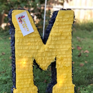 Two Tone Letter Piñatas 20&quot; Tall Yellow & Navy Color  University Logo Theme Pinata More Letters Available