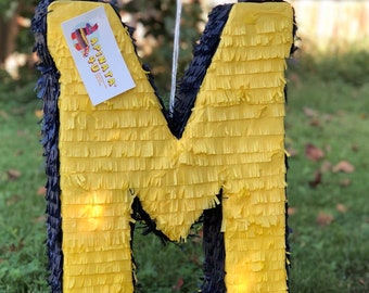 Two Tone Letter Piñatas 20" Tall Yellow & Navy Color  University Logo Theme Pinata More Letters Available