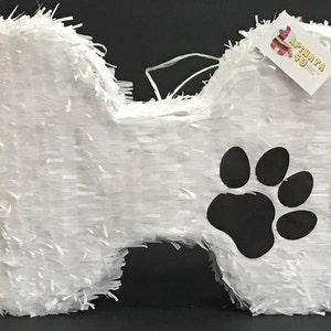 Sale! Dog Bone Pinata For Puppy Themed Birthday Party White & Black Color Let&#39;s Pawty! Party Like An Animal!
