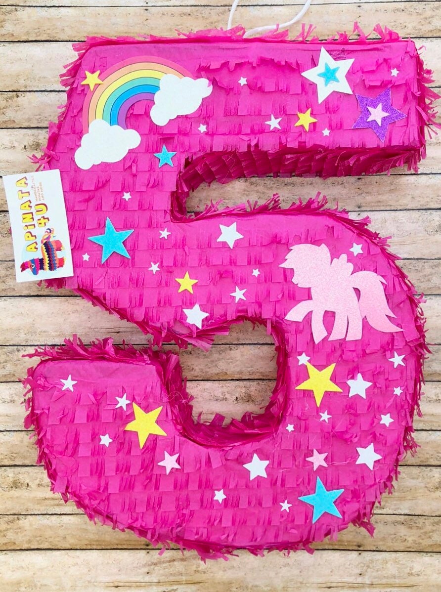 Pony Number 5 Pinata, Pink Fifth Birthday Party Decoration - Etsy