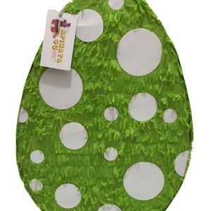 Sale! Ready to Ship! 2-D Easter Egg Pinata Green Color and White Polka Dots Dinosaur Egg More Colors Available