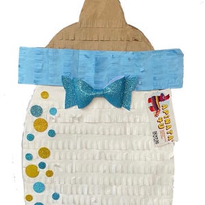 Baby Bottle Pinat with Blue Bow, Perfect for Baby Shower and Gender Reveal Parties, Fun and Festive Decor, Unique Party Supplies, 20&quot; Size