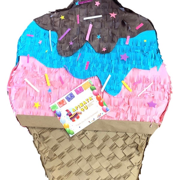 New! 20” Tall Ice Cream Piñata Ice Cream Themed Birthday Ice Cream Decorations Ice Cream