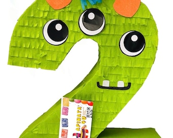 20'' Tall Large Number Two Pinata Monster Theme Second Birthday Monster Bash Birthday Party Supplies 1st 2nd 3rd 4th Wild One