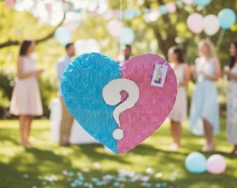 Heart Gender Reveal Pinata, Blue and Pink Party Decoration