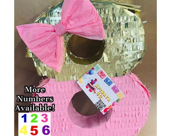 20'' Tall Number Eight Piñata Eight Birthday Party Pink & Gold Princess Themed 2nd 3rd 4th 5th 6th More Numbers Available!