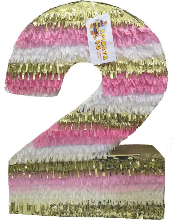 Large Number Two Pinata with Gold Crown Second Birthday
