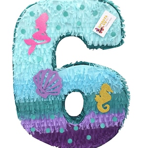 Sale! Number Six Pinata Under the Sea Theme Mermaid Detail