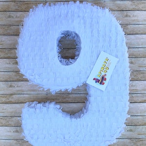 White Number 9 Pinata, Perfect for Ninth Birthday Celebrations Decor, Customizable Color Options, Ideal for Milestone Events, 20 Inch Size