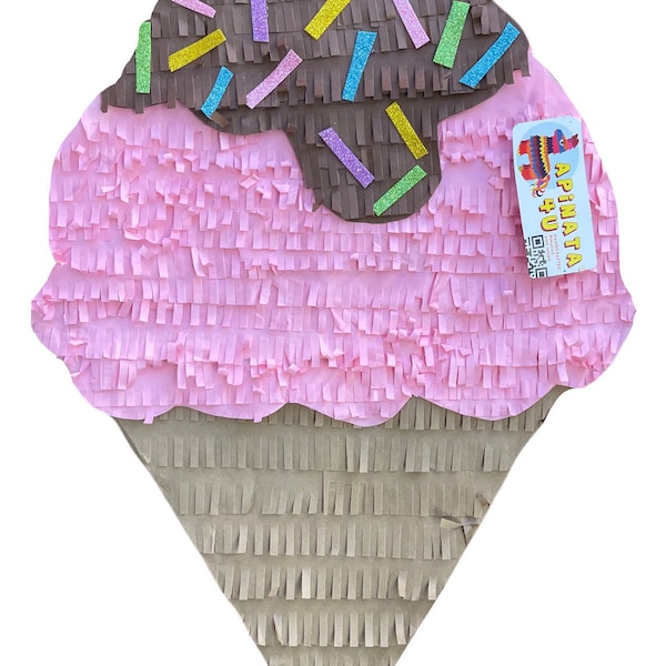 Sale! Strawberry Scoop Ice Cream Cone Pinata with Chocolate & Sprinkles Accents Great For Teens Kids Adults