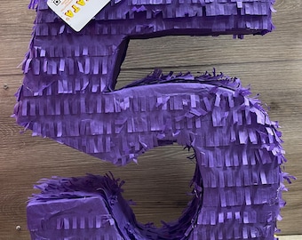 Custom Handcrafted 20” Number Five Pinata, Perfect for Fifth Birthday Celebration, Solid Purple Color for Party Decor and DIY Theme Creation