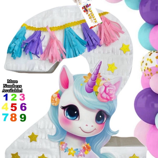 Sale! Unicorn Pinata Number Two Shape Glitter Accents Unicorn Birthday Party Second Birthday 1st 2nd 3rd 4th